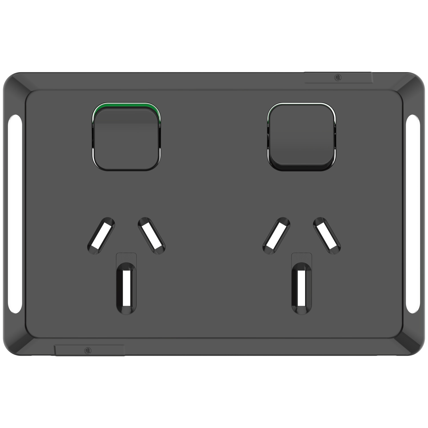 PDL Pro Series - Cover Plate Double Swiched Socket 15A Horizontal - Black