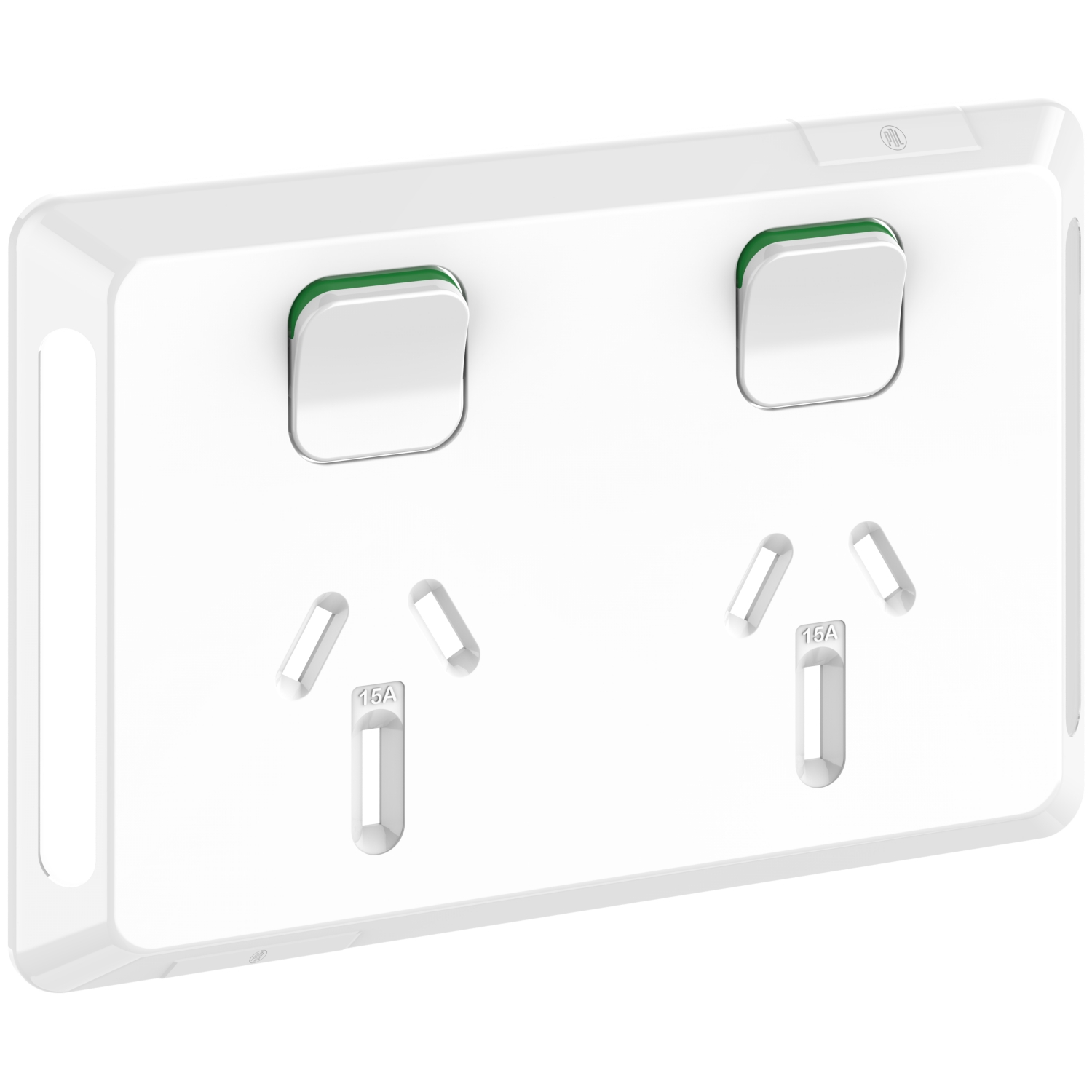 PDL Pro Series - Cover Plate Double Swiched Socket 15A Horizontal - White