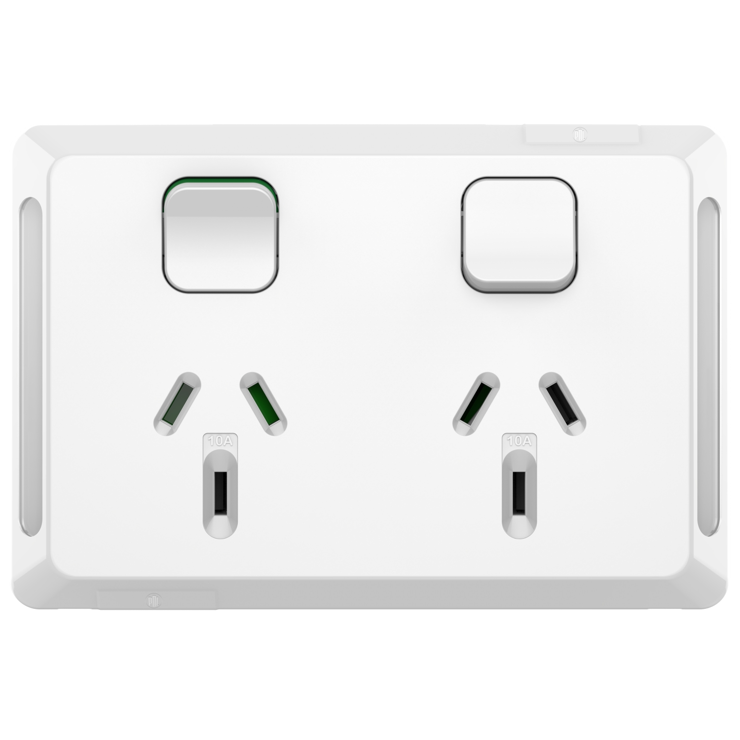 PDL Pro Series - Double Swiched Socket 10A Horizontal - White