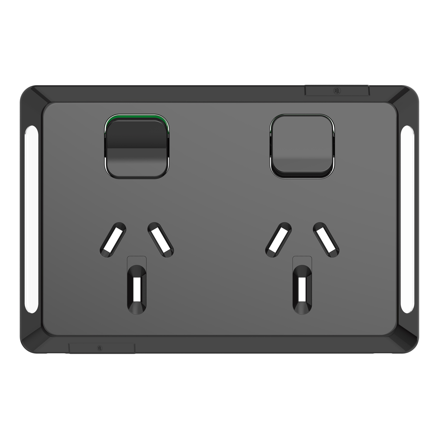 PDL Pro Series - Cover Plate Double Swiched Socket 10A Horizontal - Black