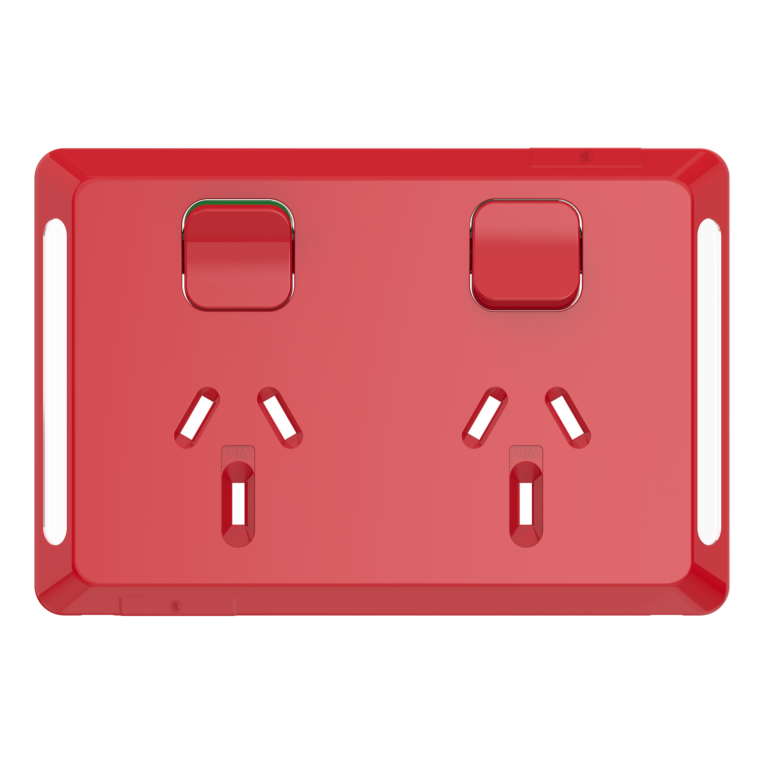 PDL Pro Series - Cover Plate Double Swiched Socket 10A Horizontal - Red