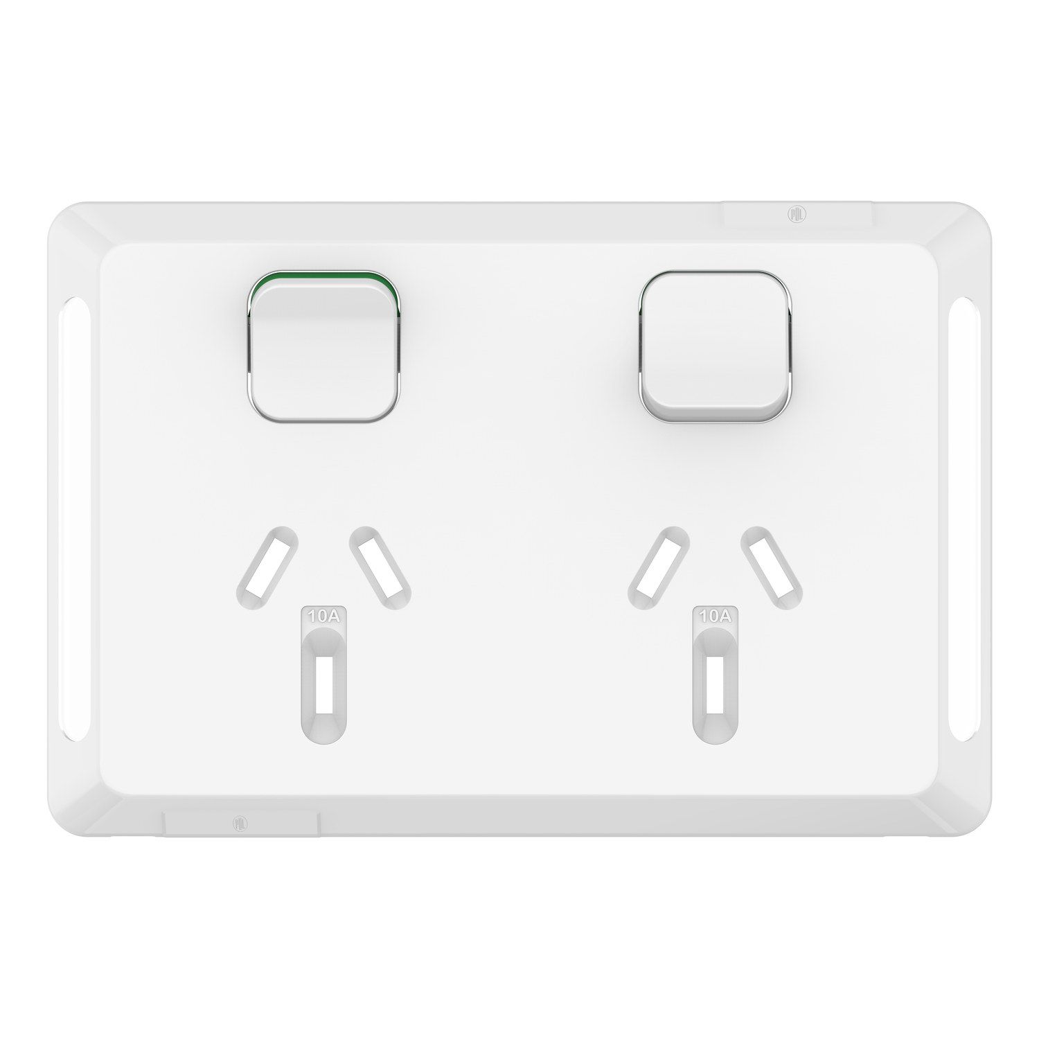 PDL Pro Series - Cover Plate Double Swiched Socket 10A Horizontal - White
