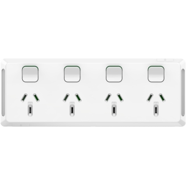 Pro Series, Switched Socket, 4 Switch & 4 Socket, Horiz, 10 A