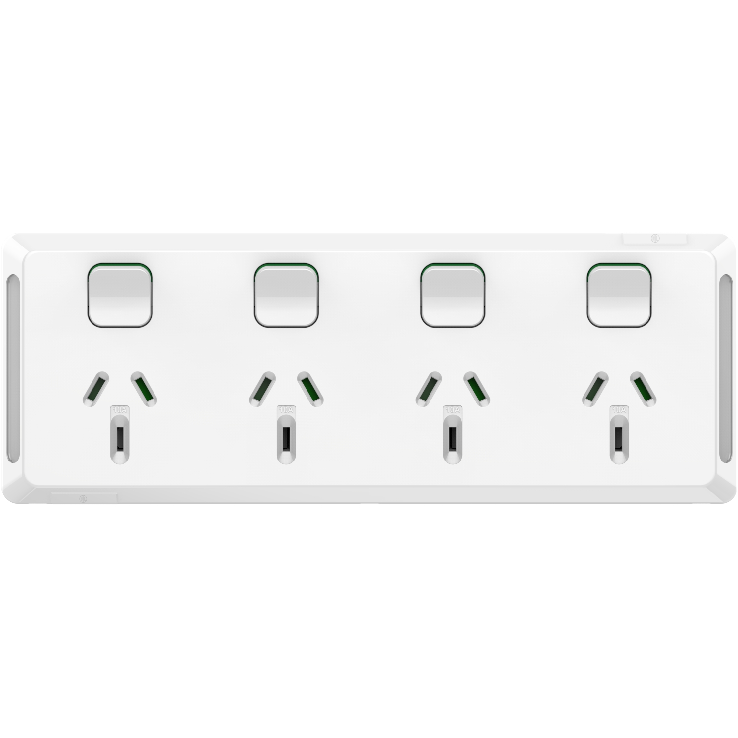 PDL Pro Series - Quad Swiched Socket 10A Horizontal - White