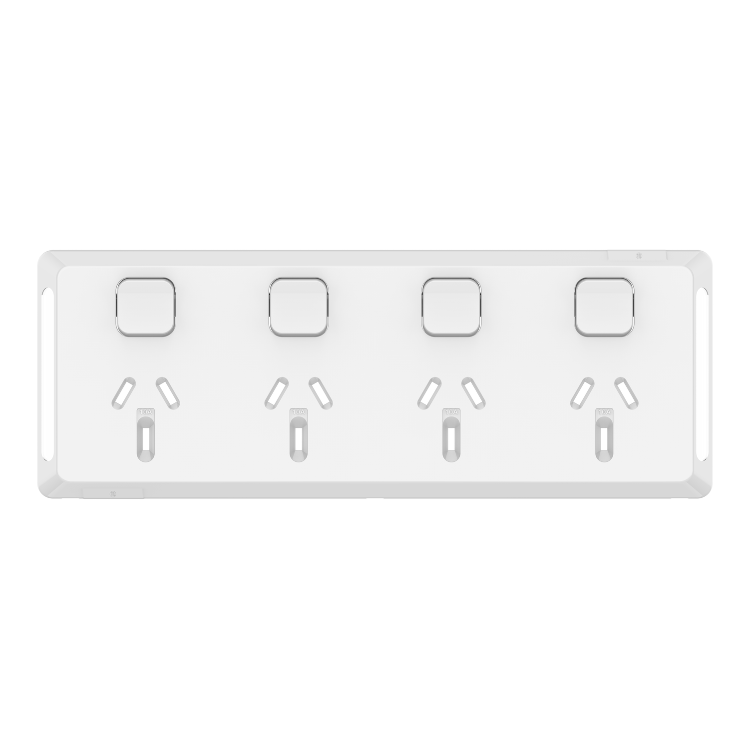 PDL Pro Series - Cover Plate Quad Swiched Socket 10A Horizontal - White