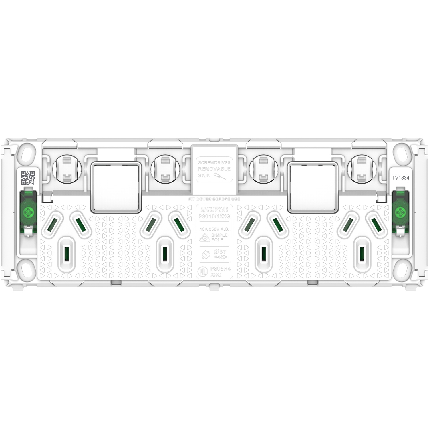 PDL Pro Series - Grid Quad Switched Socket 10A Horizontal