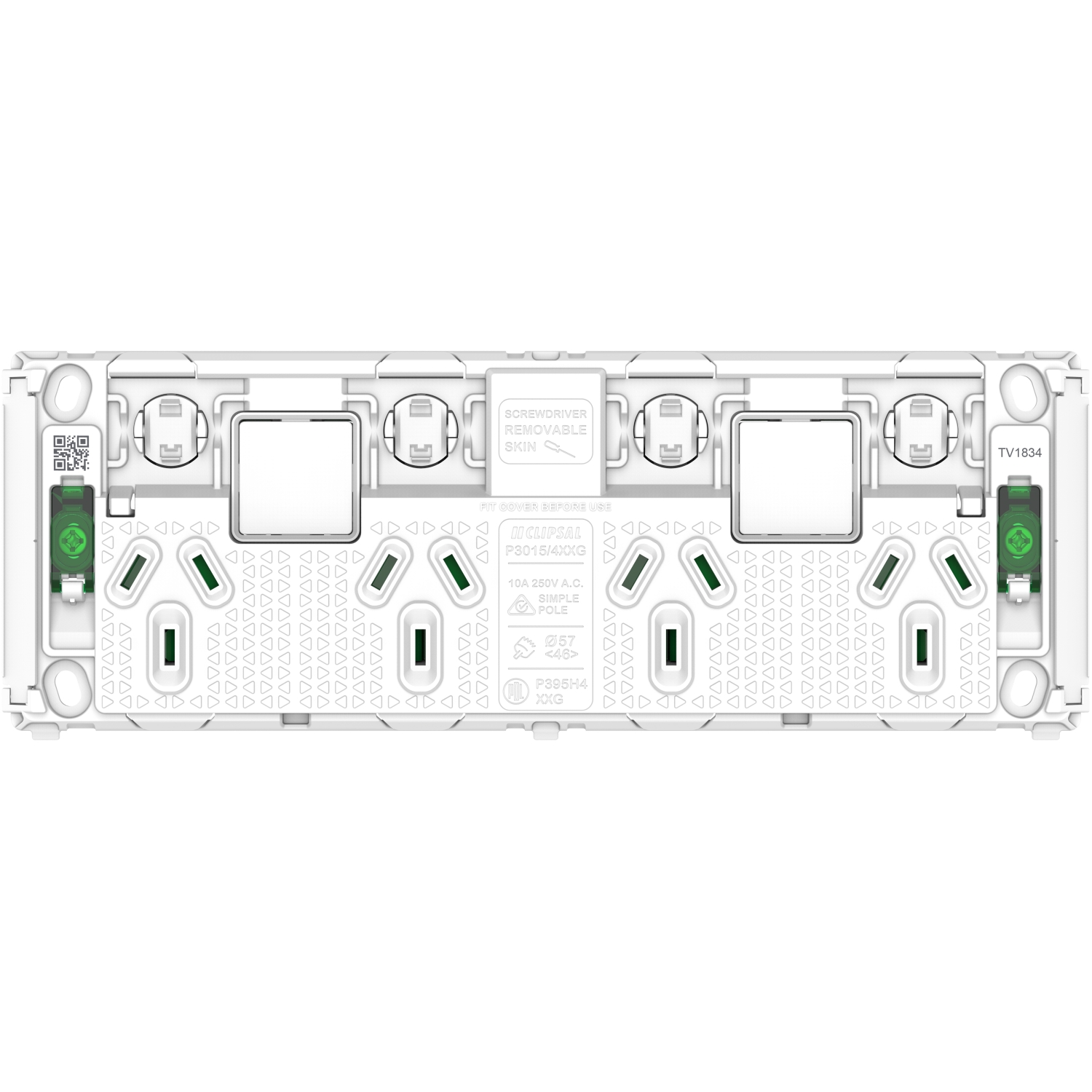 PDL Pro Series - Grid Quad Switched Socket 10A + 2 Switches Horizontal