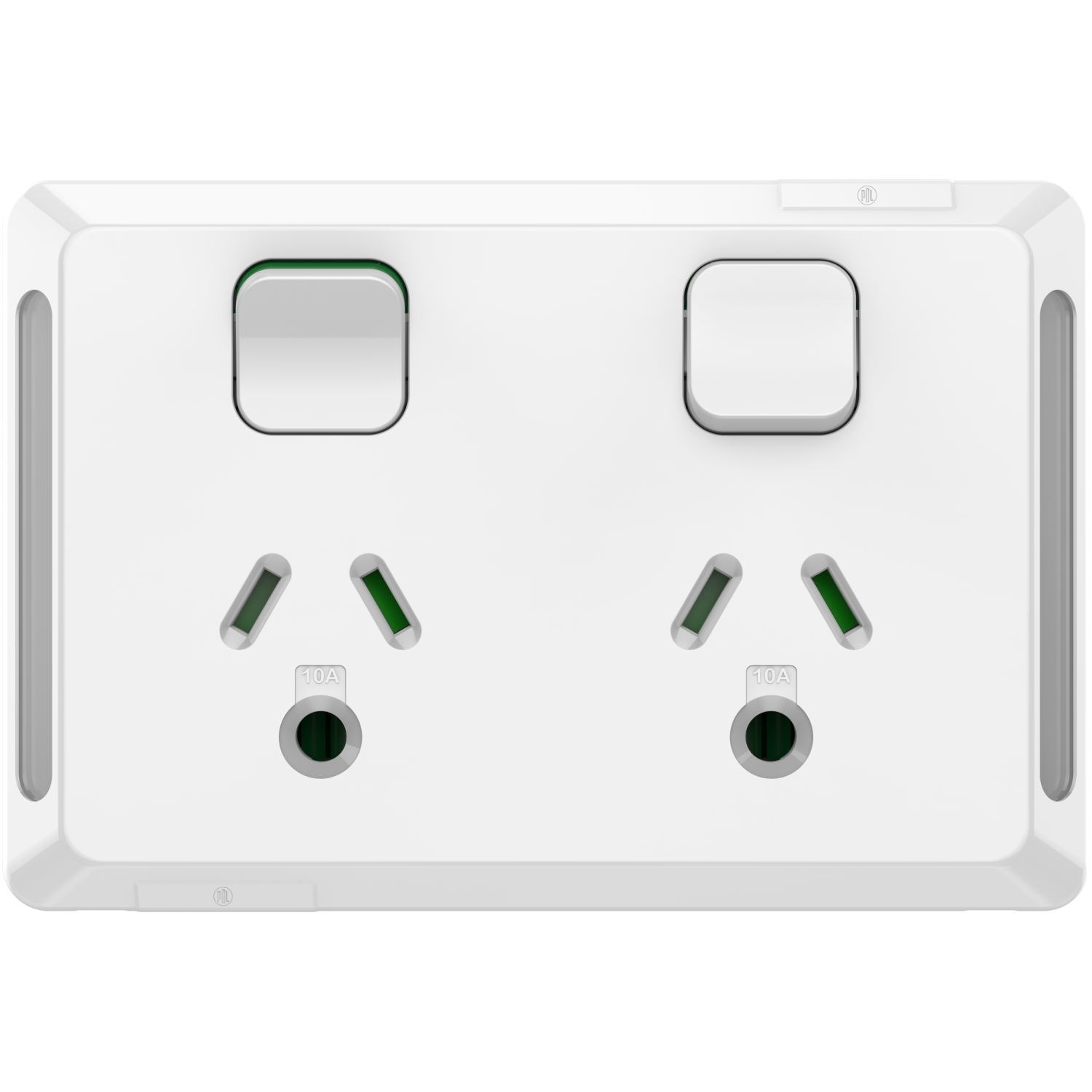 PDL Pro Series - Double Switched Socket Round Earth 10A - White