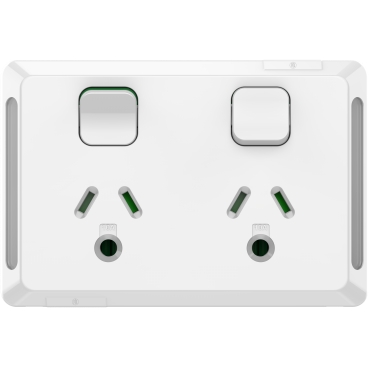 Pro Series, Double Switched Socket, Round Earth 10A