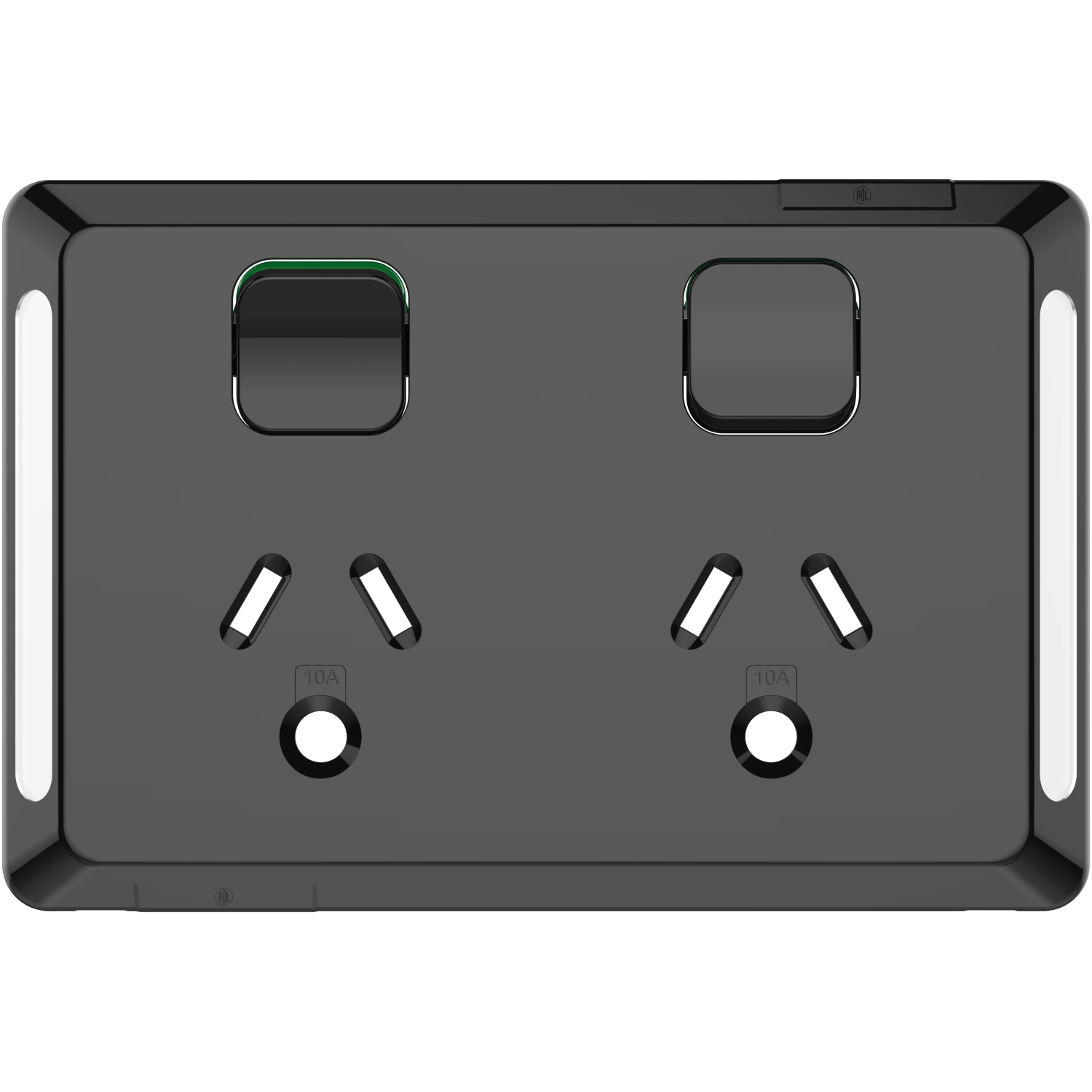 PDL Pro Series - Cover Plate Double Switched Socket Round Earth 10A - Black