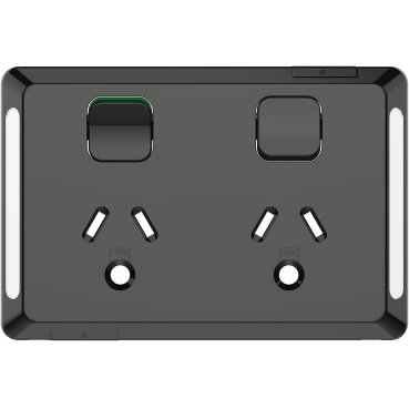 Pro Series, Cover Plate Double Switched Socket, Round Earth 10A