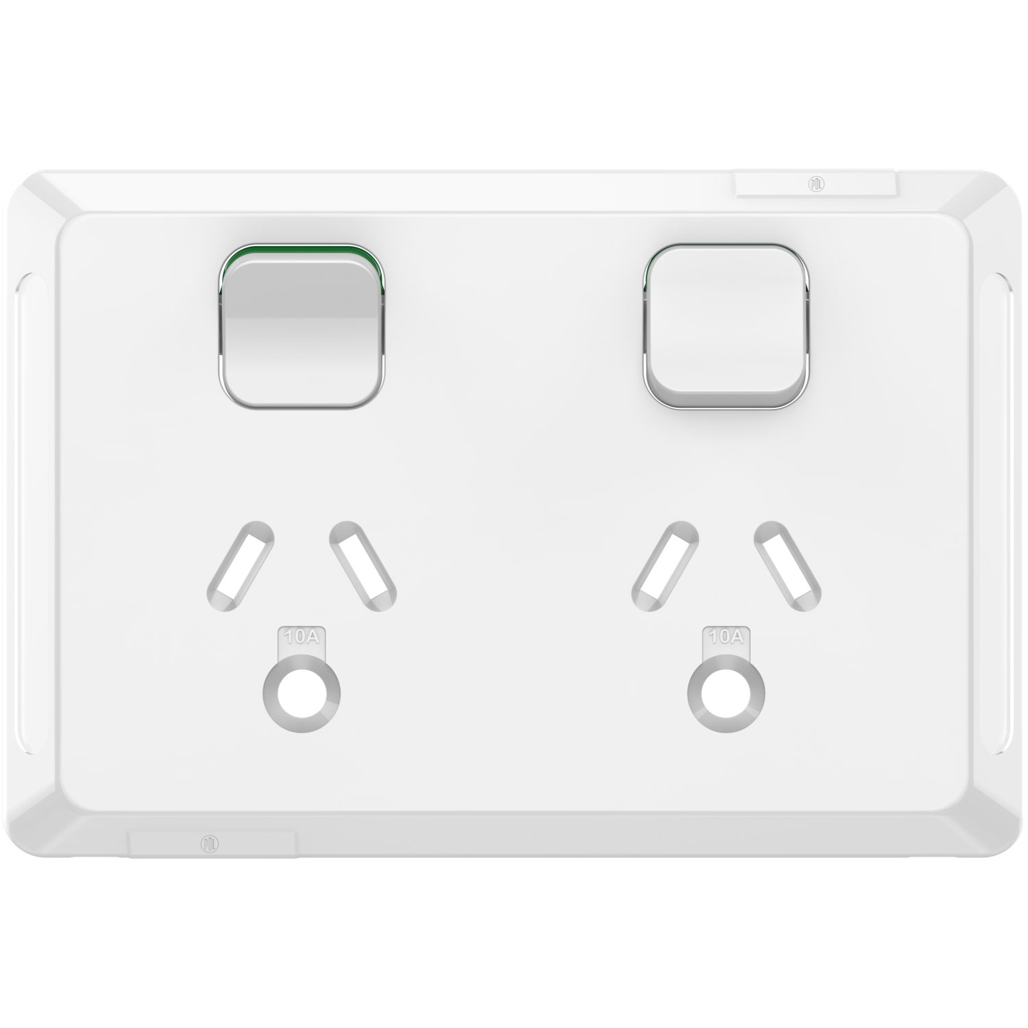 PDL Pro Series - Cover Plate Double Switched Socket Round Earth 10A - White