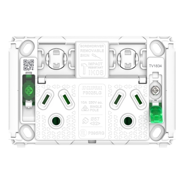 Pro Series, Grid Double Switched Socket, Round Earth 10A