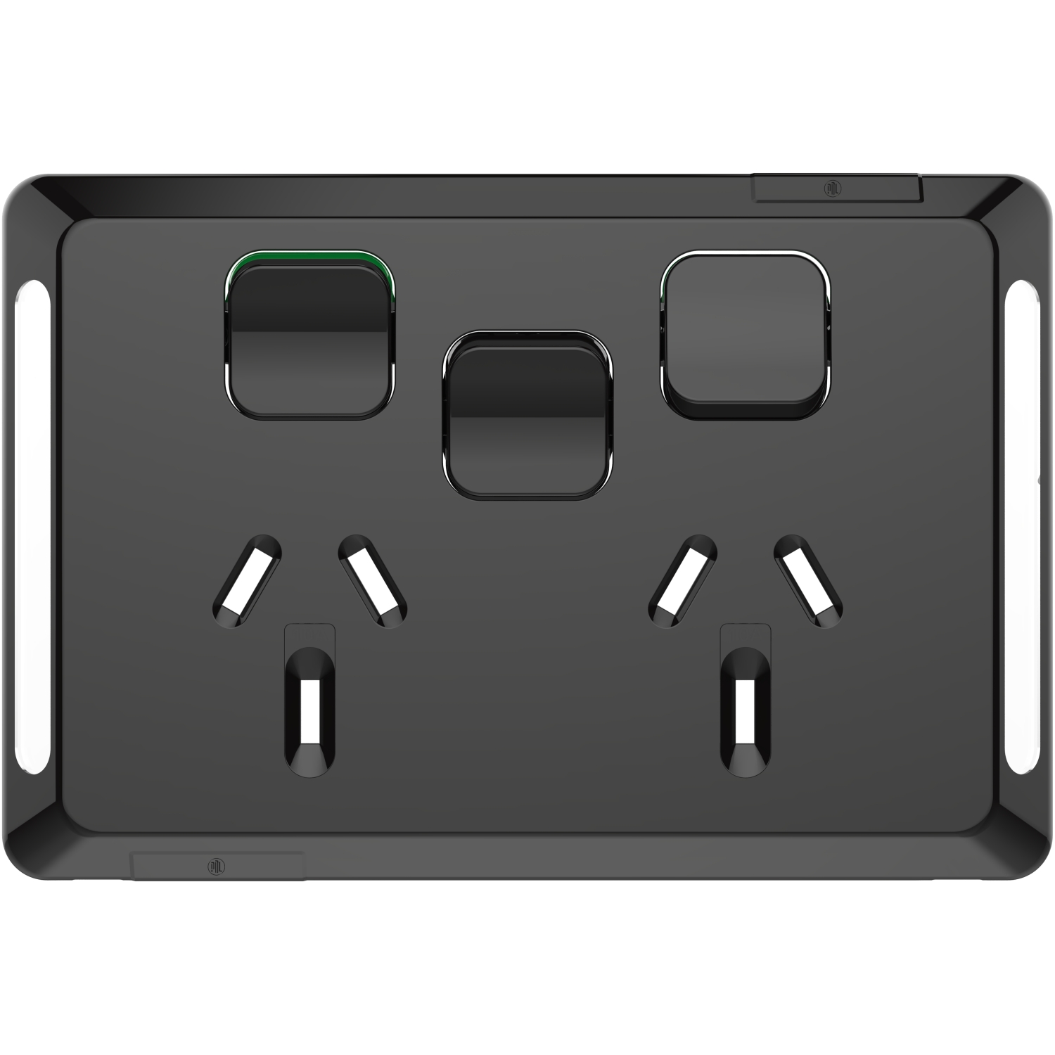 PDL Pro Series - Cover Plate Double Swiched Socket 10A + Switch Horizontal - Black