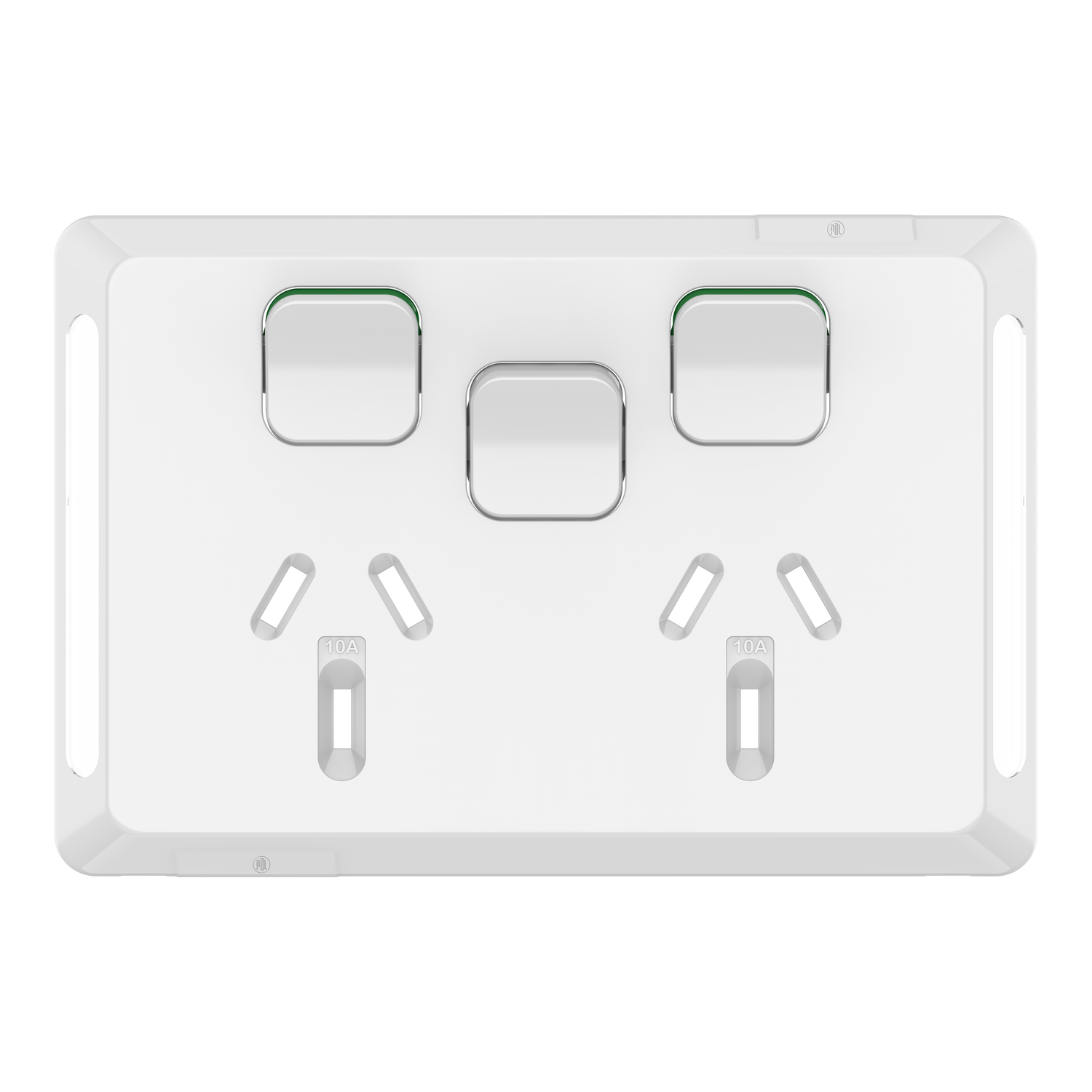 PDL Pro Series - Cover Plate Double Swiched Socket 10A + Switch Horizontal - White
