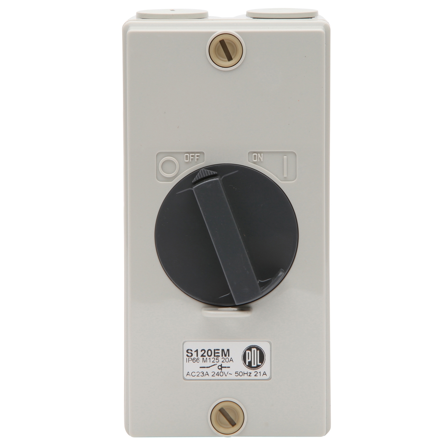 PDL S Series - Enclosed Main Switch 1-Way 20A 240V 1P IP66 - Grey