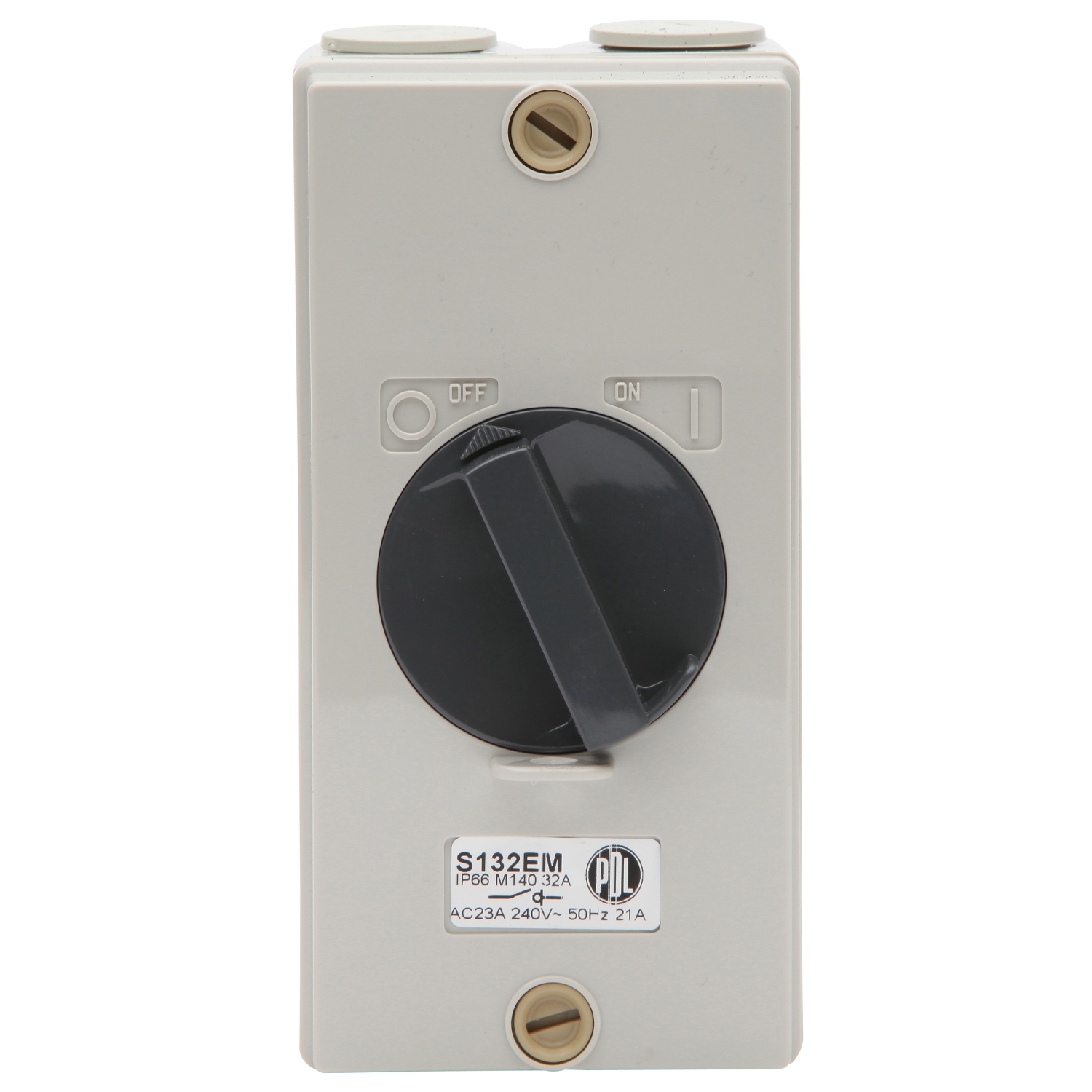 PDL S Series - Enclosed Main Switch 1-Way 32A 240V 1P IP66 - Grey