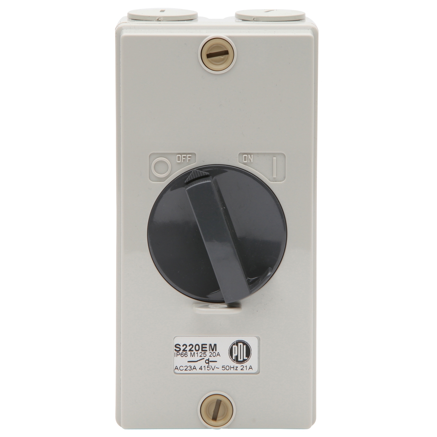 PDL S Series - Enclosed Main Switch 1-Way 20A 240V 2P IP66 - Grey