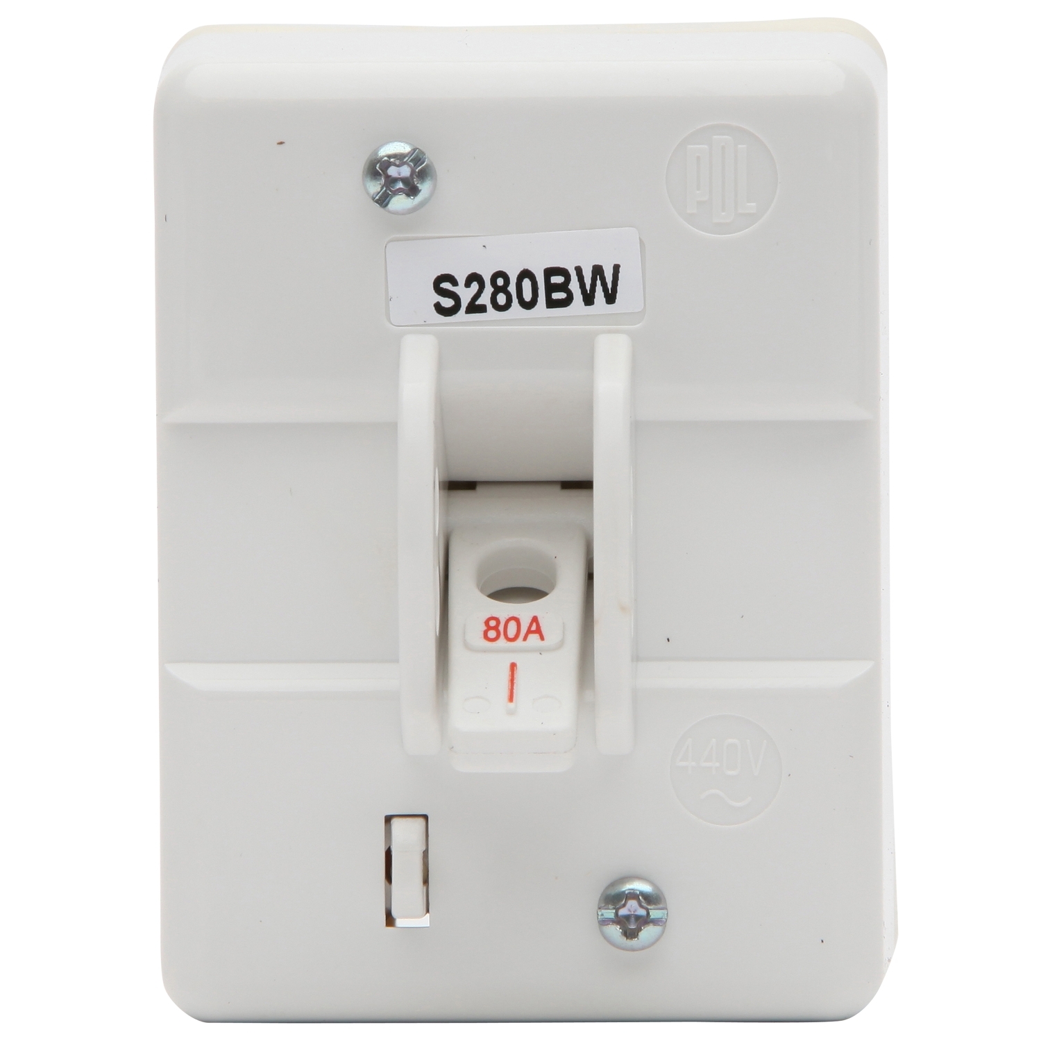 PDL S Series - Mains Switch 80A 2P Back Wired IP66 - White
