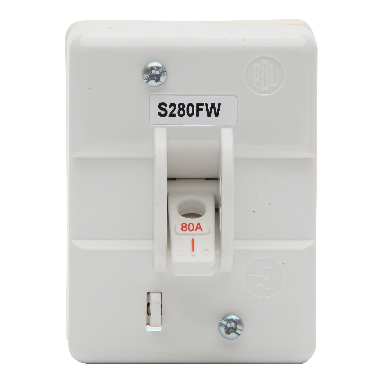 PDL S Series - Mains Switch 80A 2P Front Wired IP66 - White