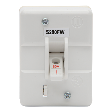 S Series, Mains Switch, 80A 2P Front Wired IP66, White