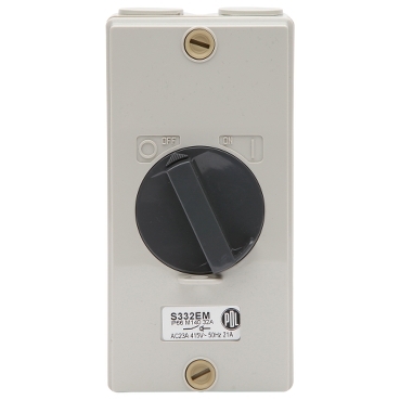 S Series, Enclosed Main Switch, 1-Way 32A 240V 3P IP66, Grey
