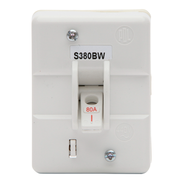 S Series, Mains Switch, 80A 3P Back Wired IP66, White