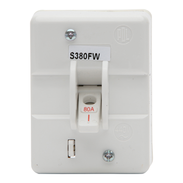 S Series, Mains Switch, 80A 3P Front Wired IP66, White