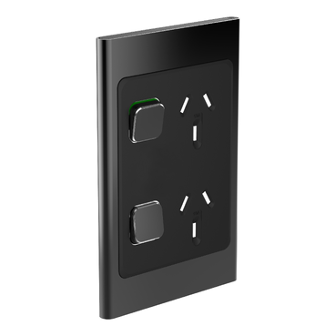 Iconic, Styl Cover Plate Double Switched Socket, Vertical