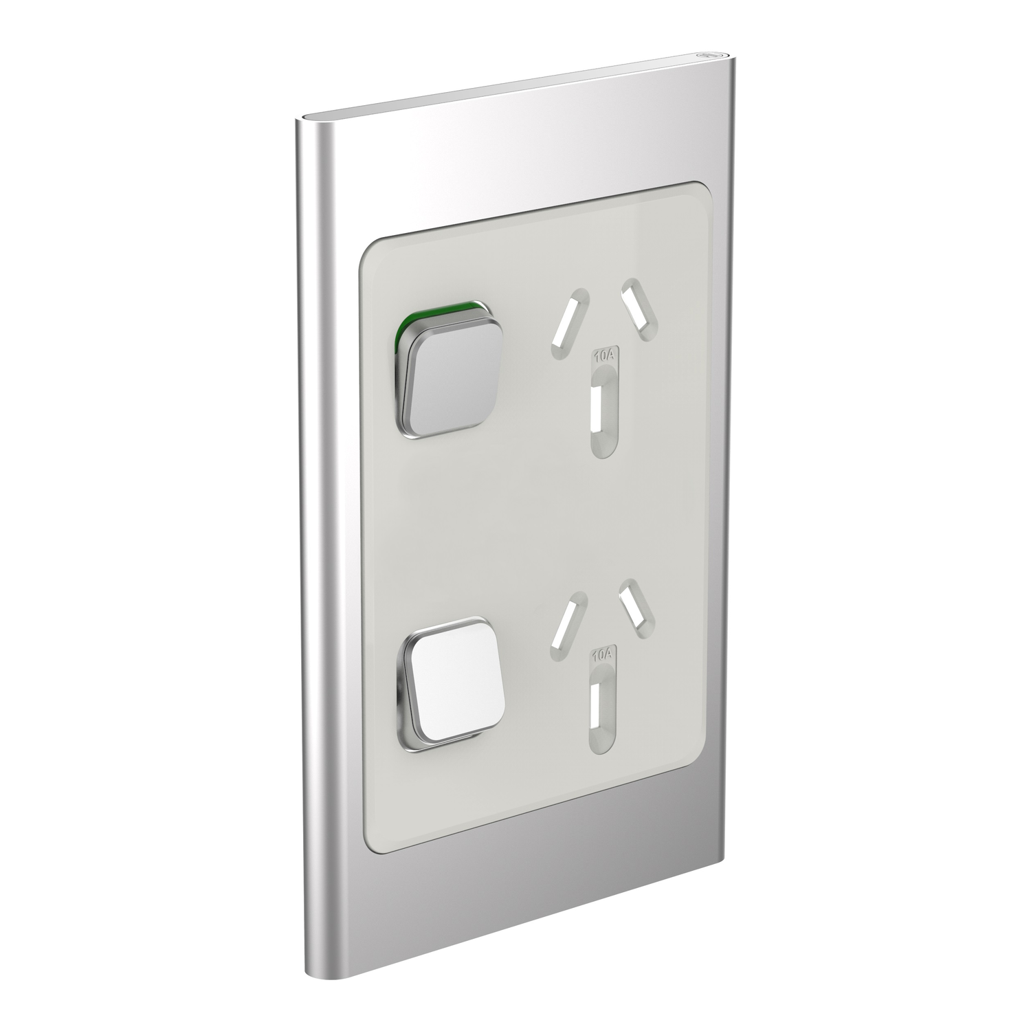 PDL Iconic Styl - Cover Plate Double Switched Socket Vertical - Silver