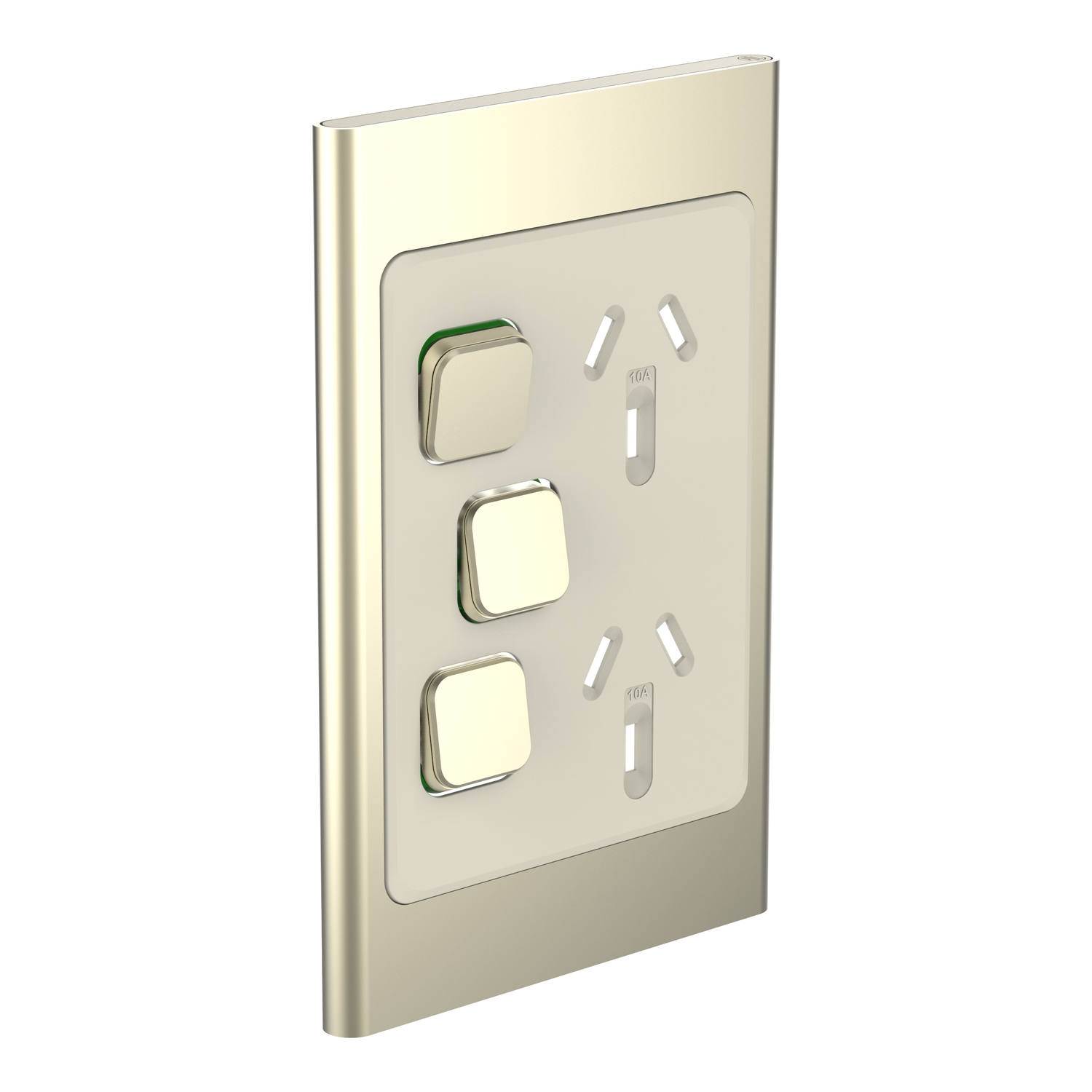 PDL Iconic Styl - Cover Plate Double Switched Socket + Switch Vertical - Crowne