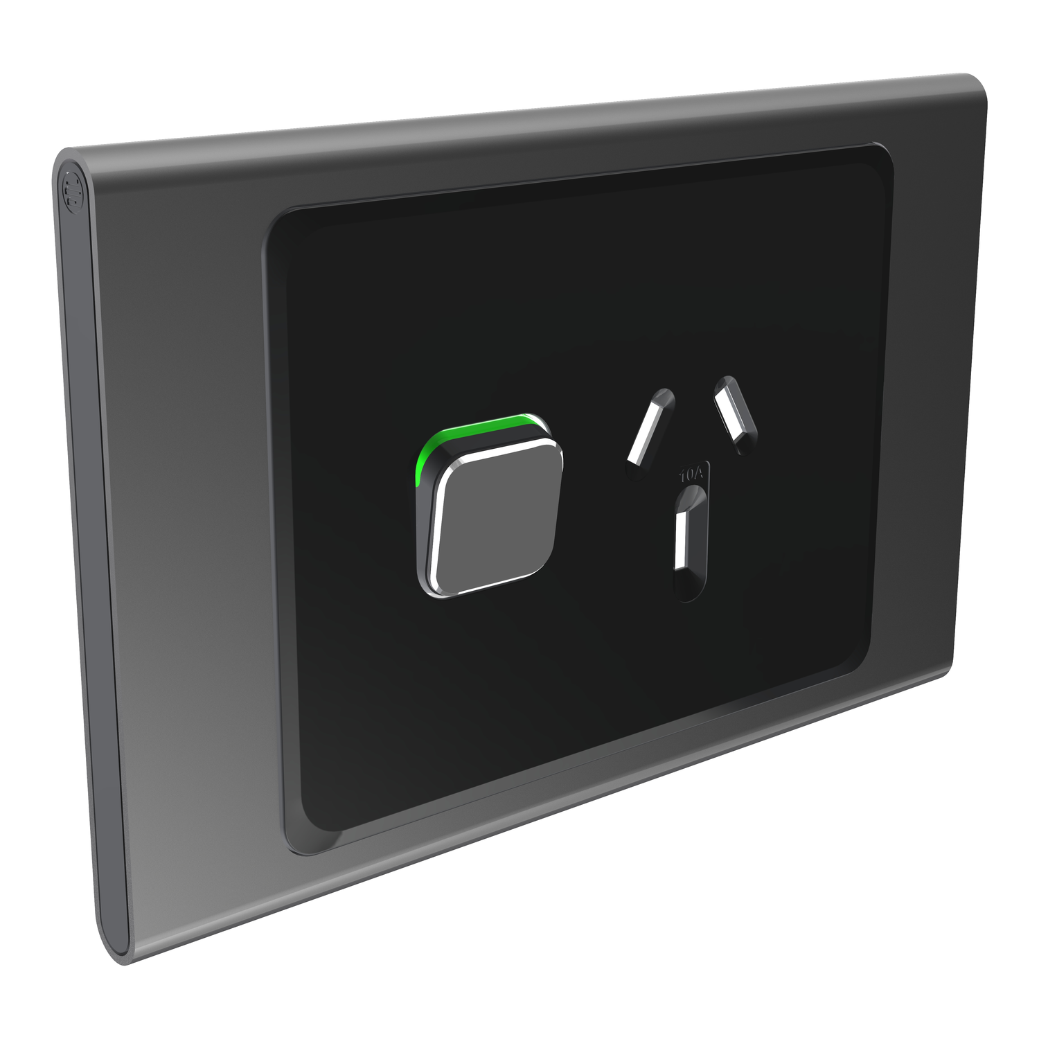 PDL Iconic Styl - Cover Plate Switched Socket Horizontal - Silver Shadow