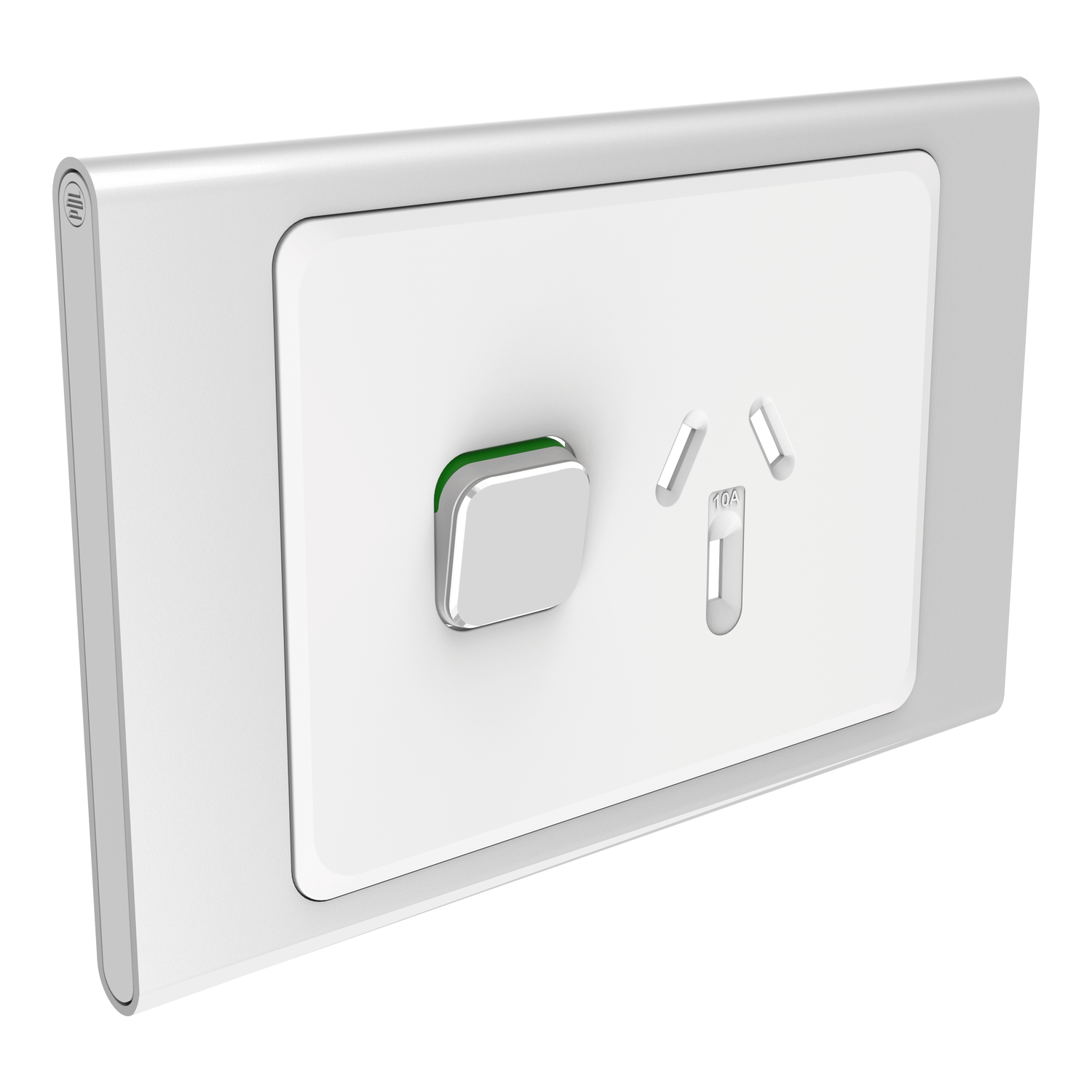 PDL Iconic Styl - Cover Plate Switched Socket Horizontal - Silver