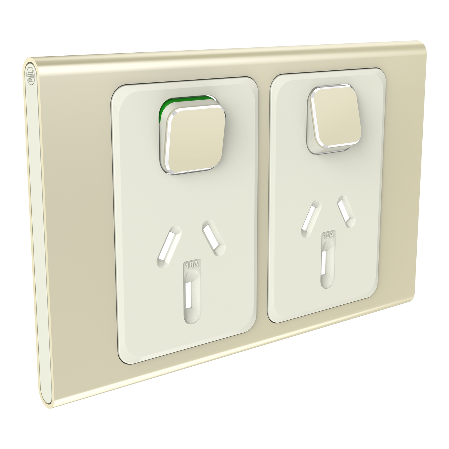PDL Iconic Styl - Cover Plate Double Switched Socket Horizontal - Crowne