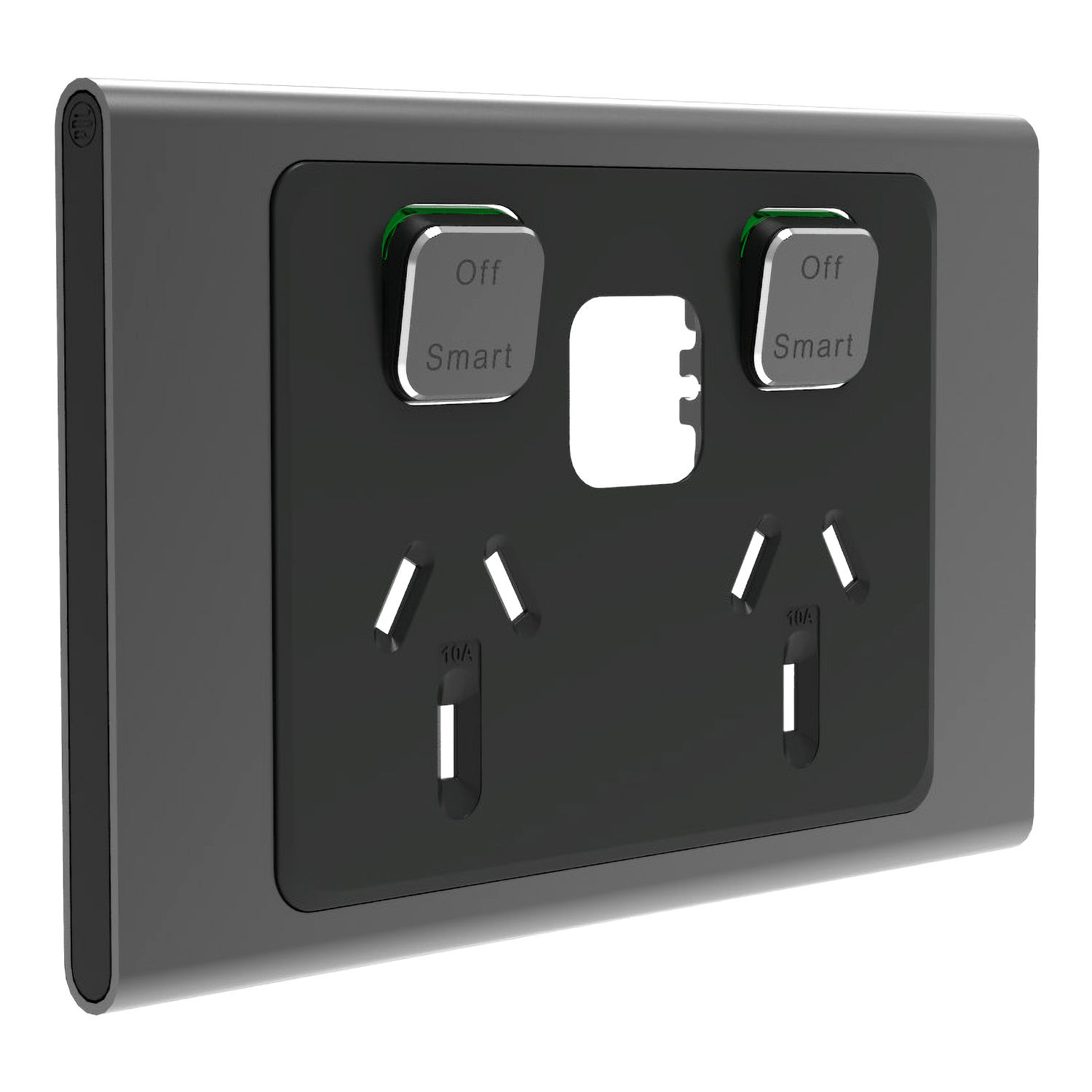 PDL Iconic Styl - Cover Plate Connected Double Socket - Silver Shadow