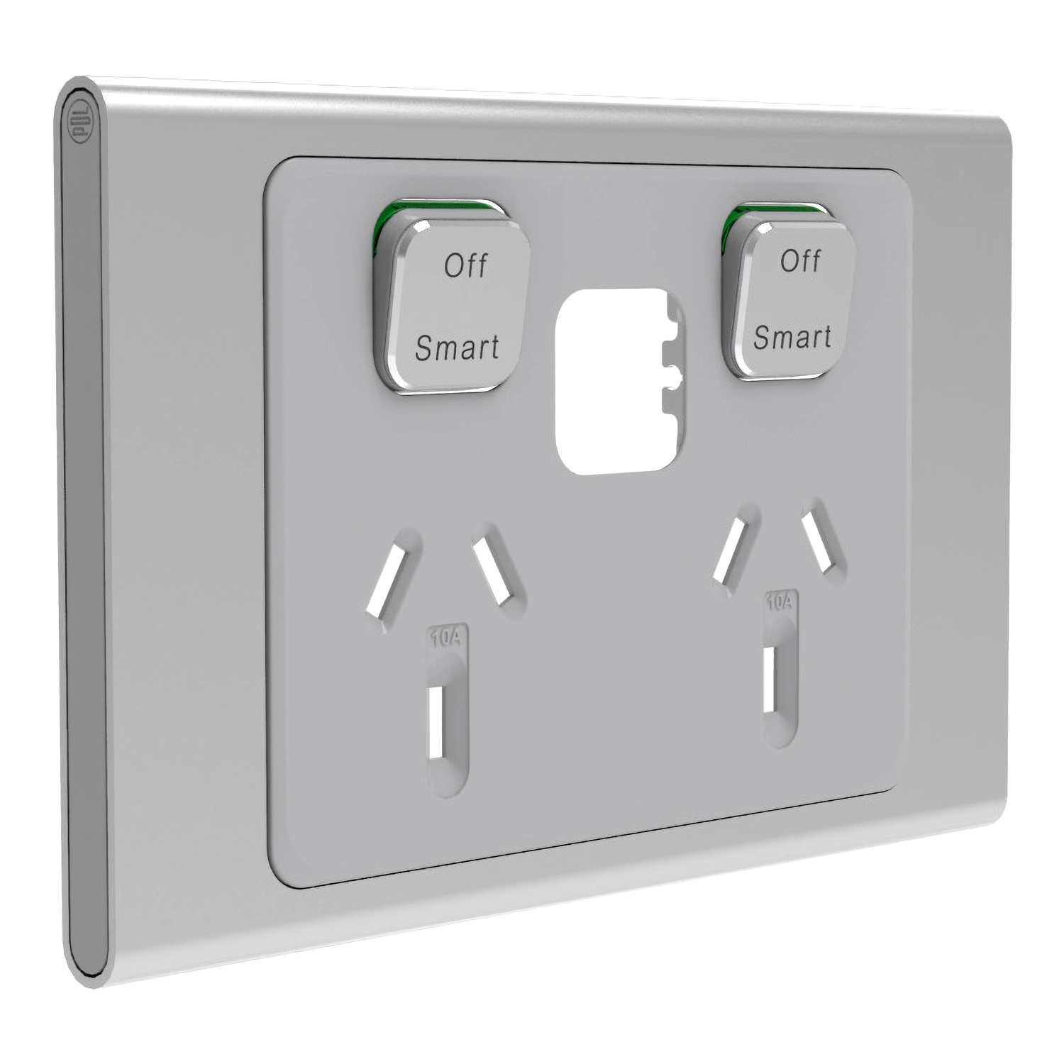 PDL Iconic Styl - Cover Plate Connected Double Socket - Silver