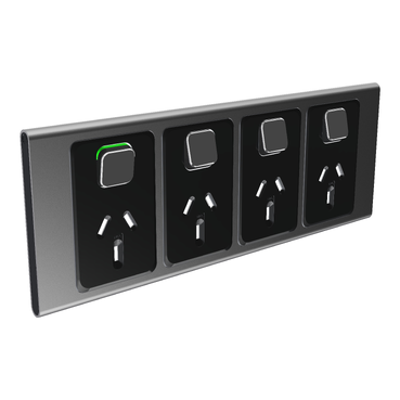 Iconic, Styl Cover Plate Quad Socket