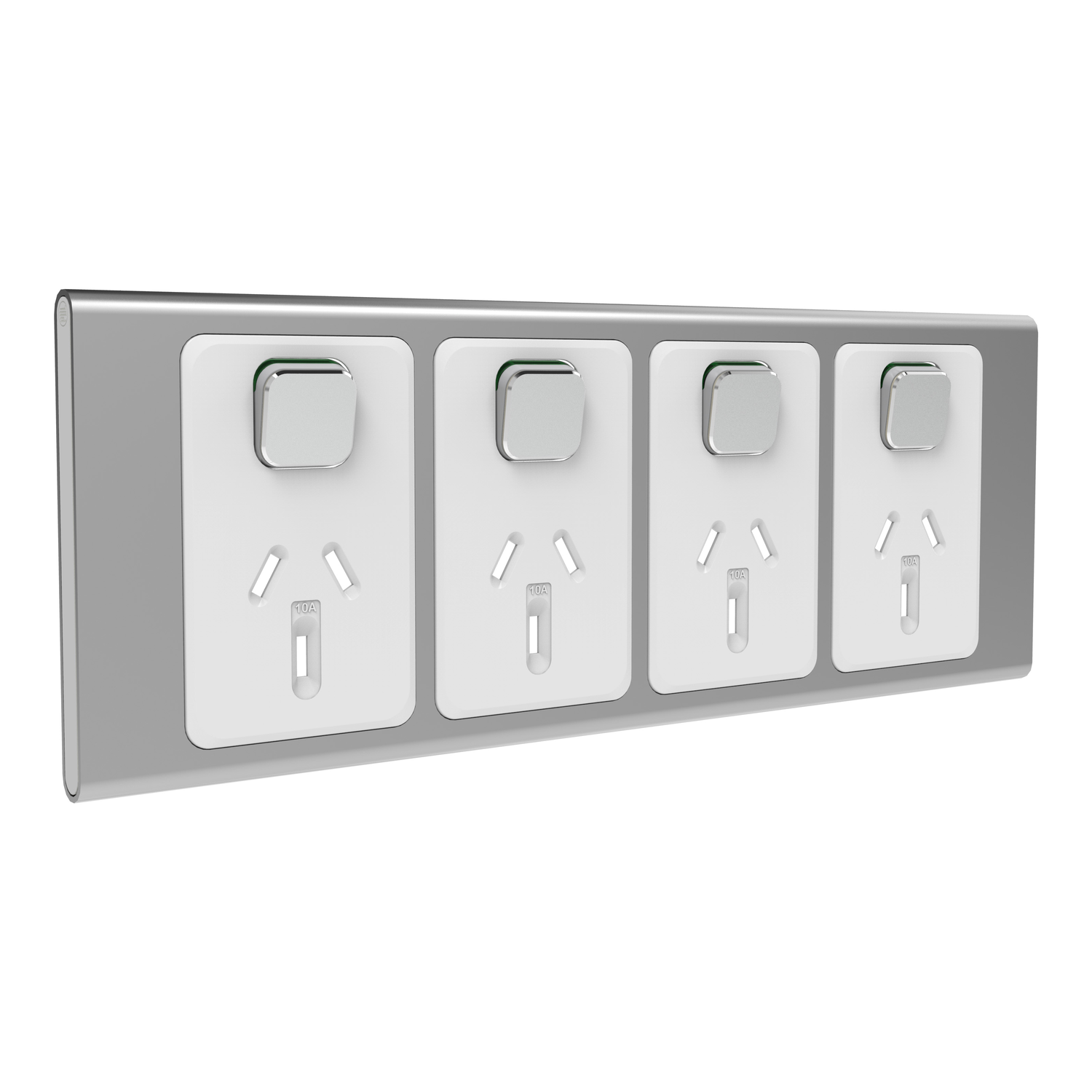 PDL Iconic Styl - Cover Plate Quad Socket - Silver