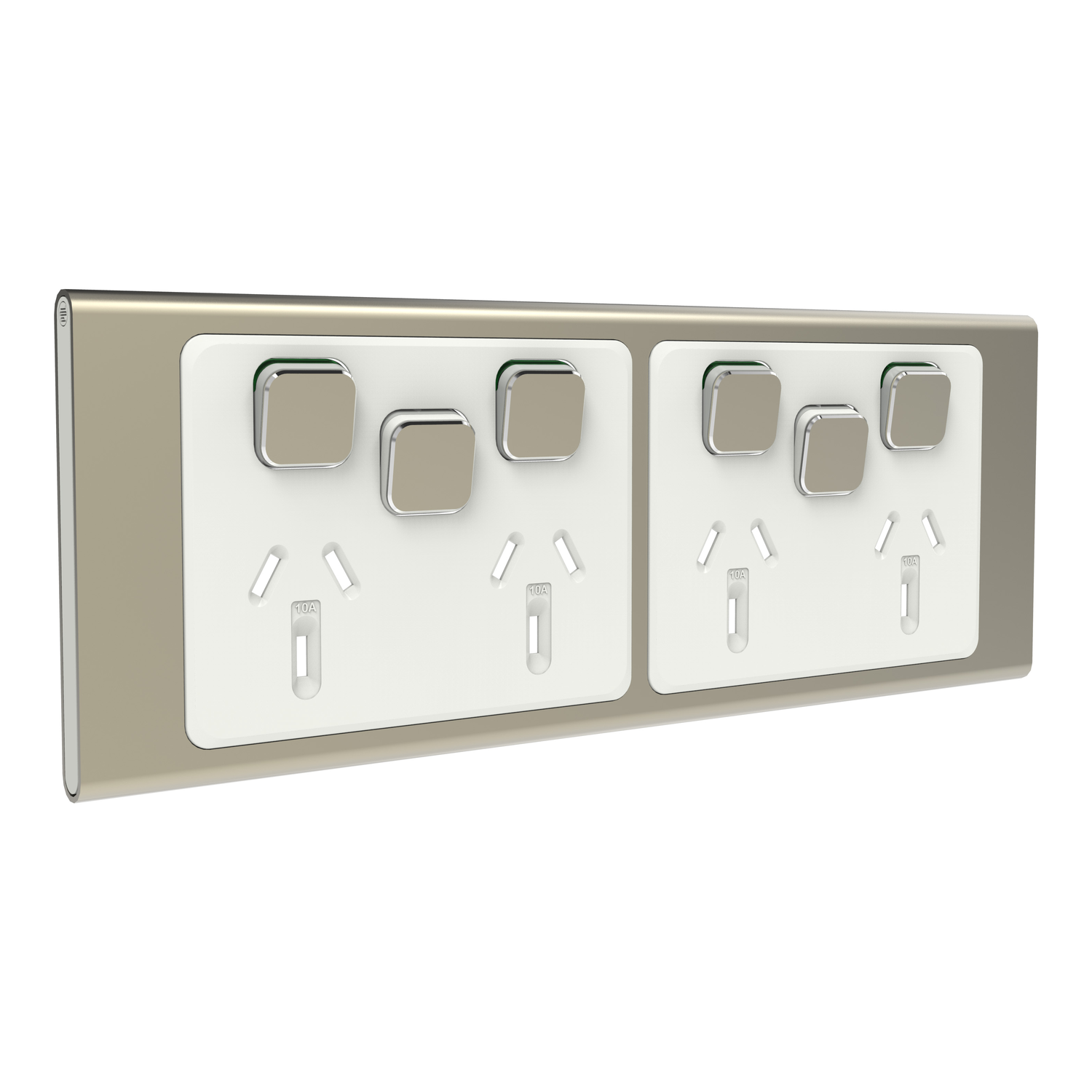 PDL Iconic Styl - Cover Plate Quad Socket + 2 Switches - Crowne