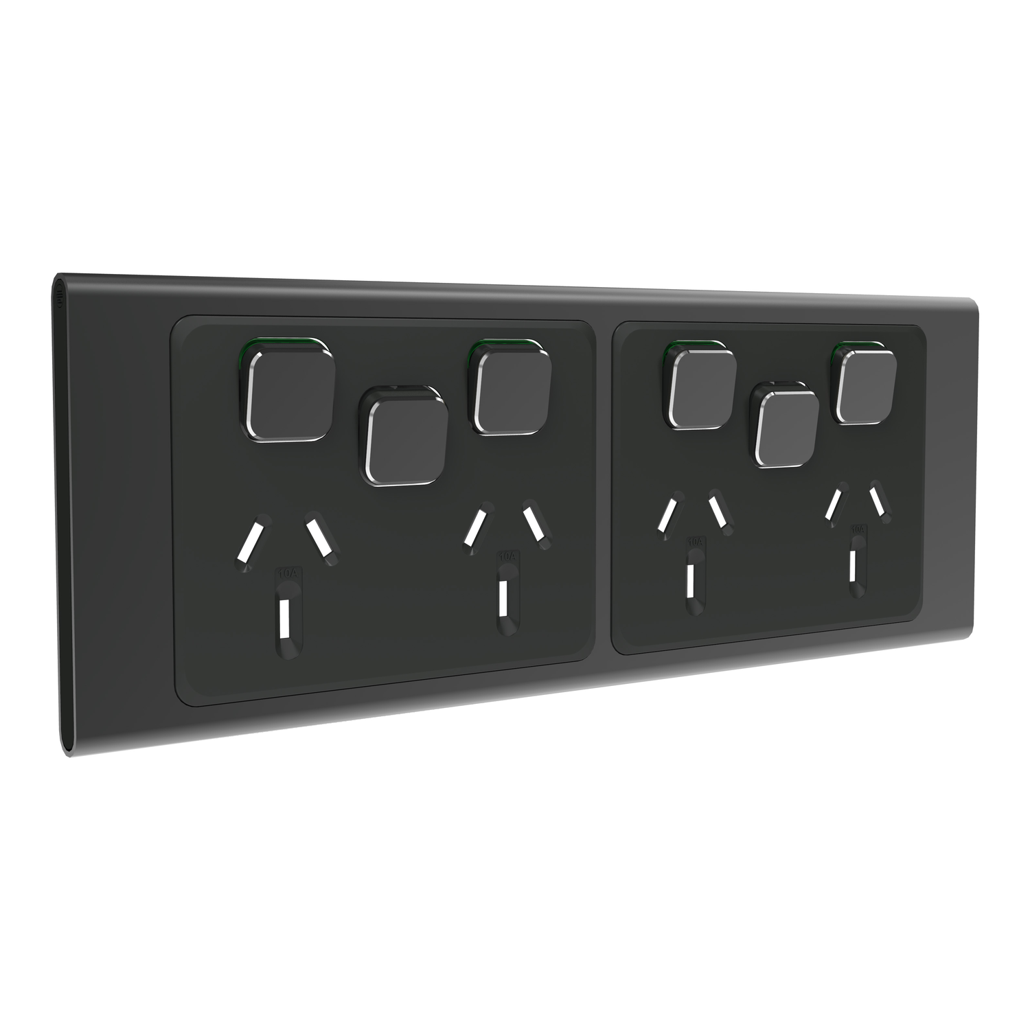PDL Iconic Styl - Cover Plate Quad Socket + 2 Switches - Silver Shadow