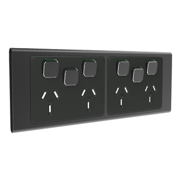 Iconic, Styl Cover Plate Quad Socket + 2 Switches, Silver Shadow