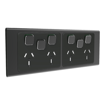 Iconic, Styl Cover Plate Quad Socket + 2 Switches