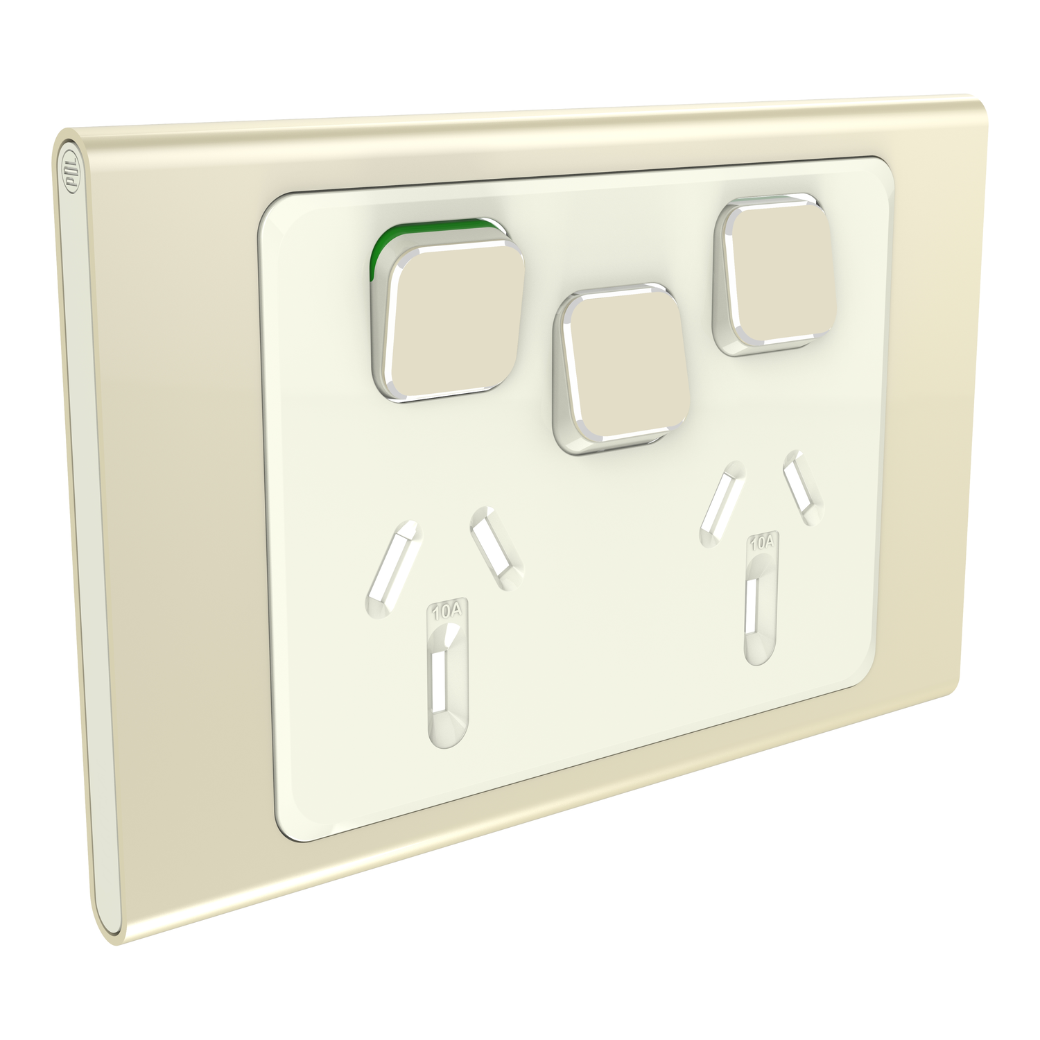 PDL Iconic Styl - Cover Plate Double Switched Socket + Switch Horizontal - Crowne