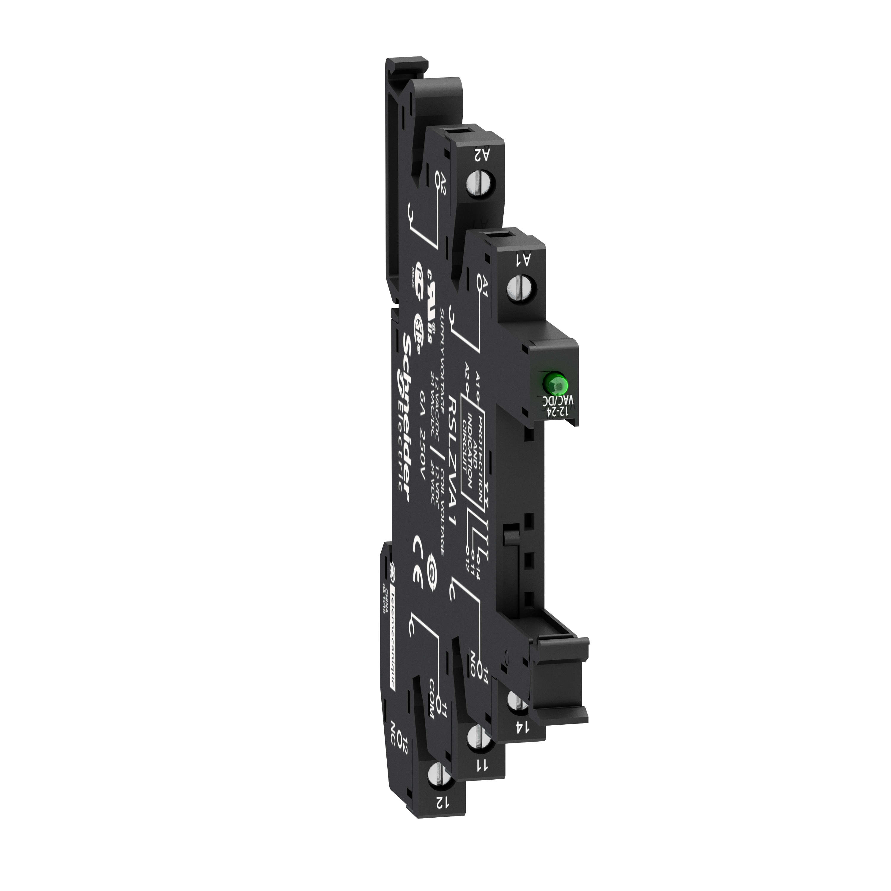 socket equipped with LED and protection circuit, Harmony Electromechanical Relays, for RSL1 relays, srew connec to r, 12 to 24V AC DC
