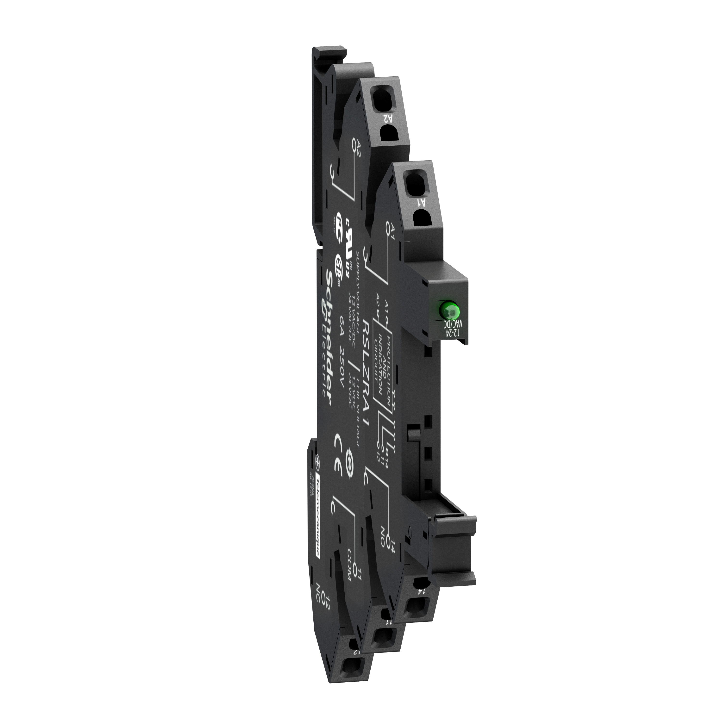socket equipped with LED and protection circuit, Harmony Electromechanical Relays, for RSL1 relays, spring terminals, 230V AC DC