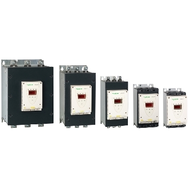 Soft start - soft stop units Altistart 22 range - 3/4 view - products in a row