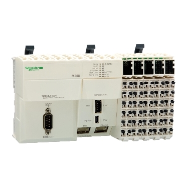 Modicon M258 gépvezérlő PLC, 42 I/O, tranzisztor (source) kimenet, RS232/RS485, Ethernet Modbus TCP/