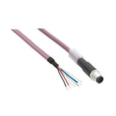 Modicon TM7 kiegészítő, teljesítmény bemeneti kábel, egyenes, M8-4p, mama - szabad vezeték, 3m TCSXCNDFNX3V