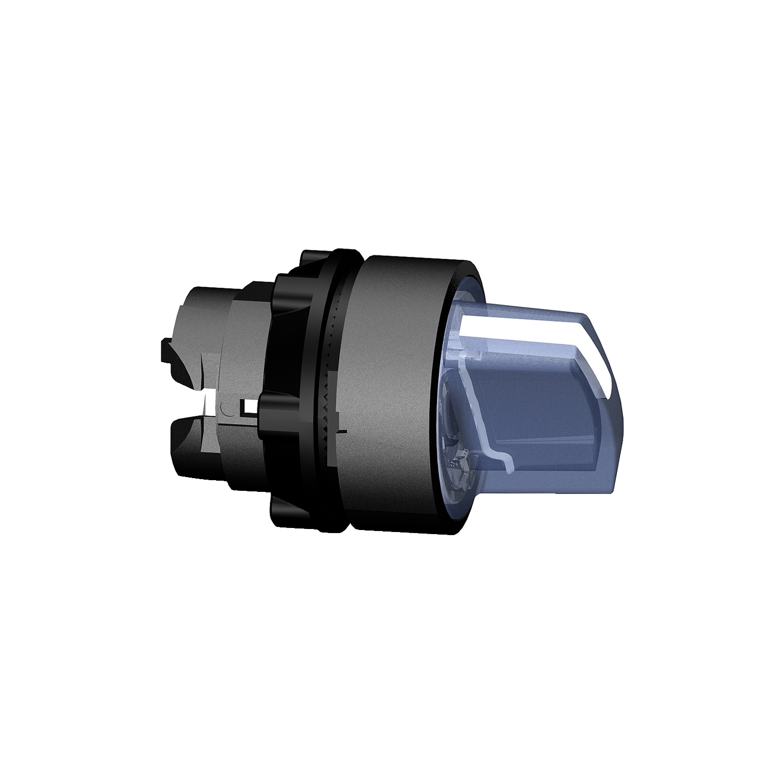 Head for illuminated selector switch, Harmony XB5, dark grey plastic, blue handle, 22mm, universal LED, 2 positions