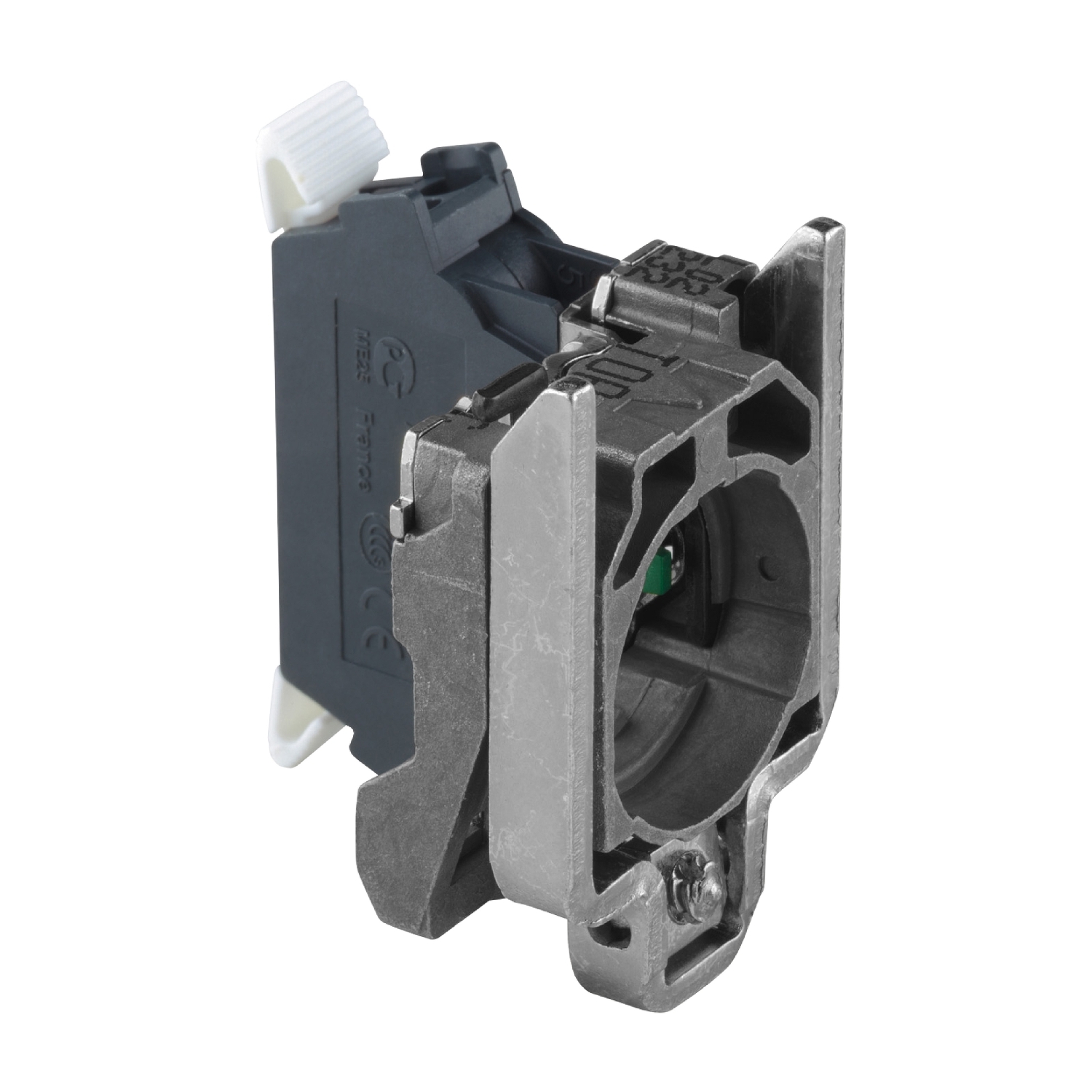 Single contact block with body fixing collar, Harmony XB4, metal, spring clamp terminal, 1NC